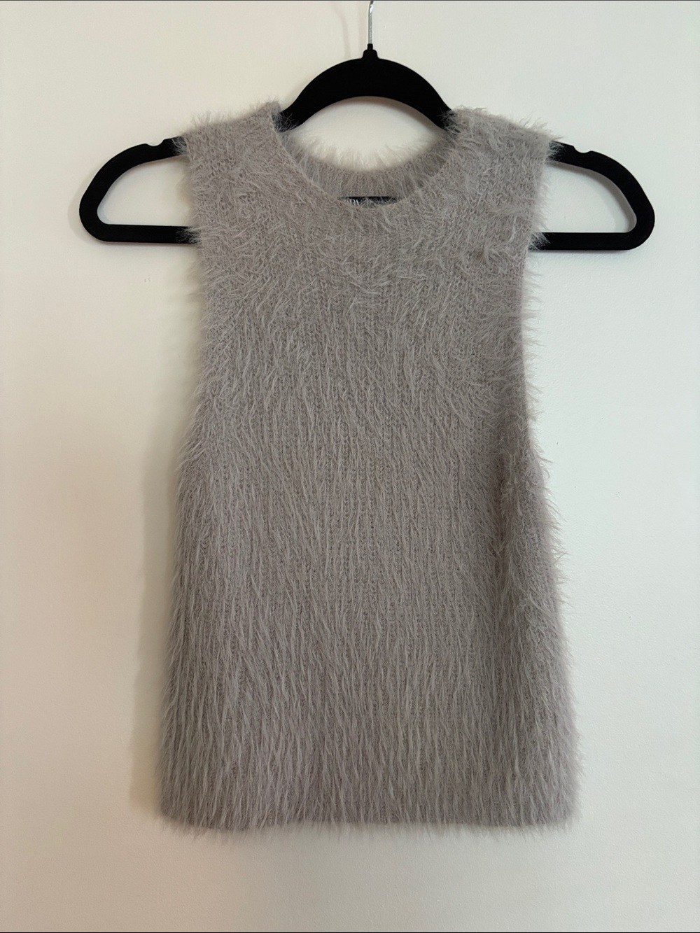 Zara Fuzzy Sleeveless Tank Top in Light Gray